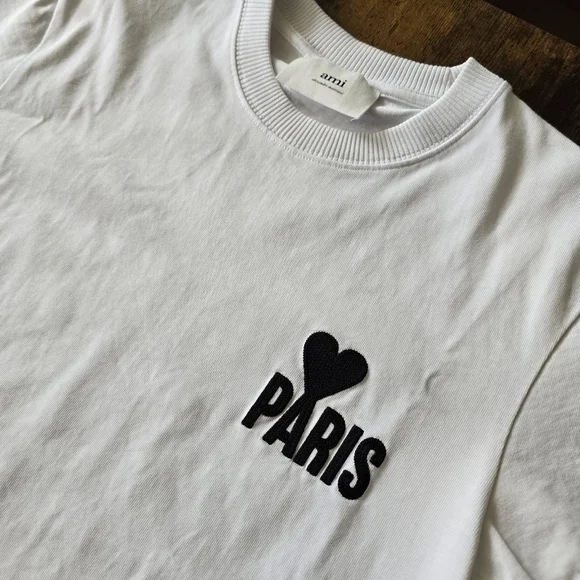 AMI Paris White T-Shirt with Paris Logo - Picture 5 of 7